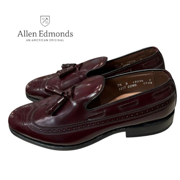 New Allen Edmonds Berwick Burgundy LeatherTassel Loafers Dress Shoes 7.5 main image 7